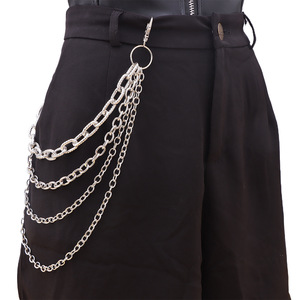 Unisex <b>Waist</b> <b>Chain</b> Four Layer Tibetan Silver Hip Hop Punk Casual Accessory - Product Image 6