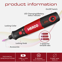 Outils rotatifs portables HERZO, graveur électrique mini 3,7 V, sans fil, USB, meuleuse de table et outil de coupe DIY