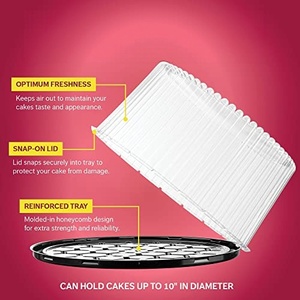 <b>Clear</b> PET Round <b>Cake</b> Container with Black PS Base 8/10/12/14 Inch Disposable Bakery <b>Cake</b> Dome Packaging - Product Image 5