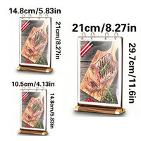 Support de menu de restaurant, porte-affiche de table avec base en bois - Présentoir de menu double face pour table de café ou de bar