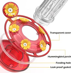 ที่ให้อาหารนกฮัมมิงเบิร์ดสำหรับกลางแจ้งที่แขวน20ออนซ์10พอร์ตการให้อาหาร2แพ็คพลาสติกฮัมมิงเบิร์ดป้อนนกพร้อมแปรงขัดมดคูเมือง - Product Image 3