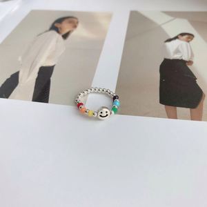 Dylam - Bague ajustable pour femme en argent sterling 925 rhodié, motif visage souriant perlé, tendance et très prisée - Product Image 4