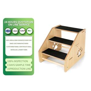 บันไดสุนัขบันไดไม้3ขั้นสำหรับสุนัขขนาดเล็กกลางสุนัขแมวบันไดขั้นบันไดสำหรับสัตว์เลี้ยงที่นอนสูงรถ - Product Image 1