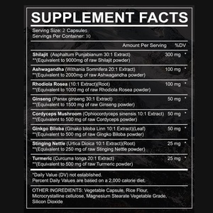 Hữu cơ tự nhiên shilajit bổ sung cho nam giới sản xuất rêu biển Ashwagandha shilajit viên nang Rhodiola Rosea Panax người lớn - Product Image 5