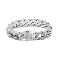 Conception originale de chaîne à maillons cubains en diamant Bijoux de chaîne en or Ice Out Bracelet en acier inoxydable avec zircon cubique Collier cubain