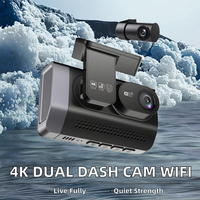 Cámara de Coche Dual 4K Delantera/Trasera con WiFi Integrado, Pantalla Táctil IPS, Visión Nocturna, Gran Angular de 180°, Modo de Estacionamiento 24H, Almacenamiento de 256GB, GPS
