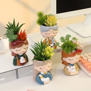 <span class=keywords><strong>Macetas</strong></span> pequeñas de 4 pulgadas Roogo Sweet Girl ojos cerrados <span class=keywords><strong>con</strong></span> estilo de diseñador de mascotas <span class=keywords><strong>macetas</strong></span> de jardín Pe <span class=keywords><strong>macetas</strong></span> de flores de lujo para plantas de interior - Product Image 5