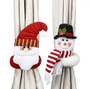 Venta caliente Navidad cortina hebilla adornos tela cortina Tieback Santa muñeco de nieve muñeca hogar Festival Decoración