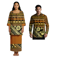 Ensemble de vêtements personnalisés de style classique, chemise Aloha pour hommes des îles Fidji, motif tribal samoan, robe Puletasi pour femmes, ensemble de couple polynésien