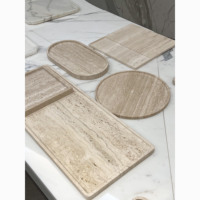 Plateau en marbre personnalisé multicolore ovale rond carré en pierre naturelle plateau de rangement de bureau plateau de parfum bougie plateau en travertin