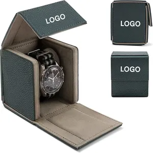 Professional Supplier Handmade Men Portable Pu Leather Watch Display Single 1 Slot Watch Case For Valentine's Day