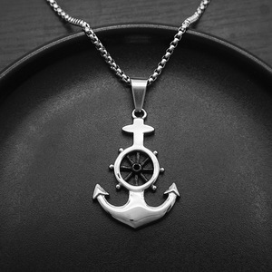 Collana da Uomo in Acciaio al Titanio Stile Nautico Retrò con Ciondolo Ancora, Moda Europea e Americana, Punk Hip-hop - Product Image 3