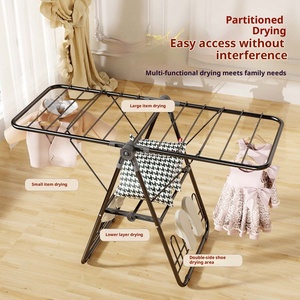Porte-chaussures papillon pliable en métal, gain de place, avec pinces à chaussettes, type sur pied, organisateur de vêtements moderne et durable - Product Image 3