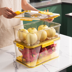 Refrigerator <b>Storage</b> Boxes Plastic <b>Kitchen</b> Organizers Transparent Airtight Large Capacity Food <b>Container</b> With Timer For Fridge - Product Image 4