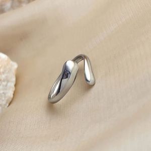 Bague ouverte réglable unisexe en acier inoxydable plaqué or 14 carats, style rétro goutte d'eau, argent et or, punk gothique, bijoux pour usage quotidien - Product Image 2