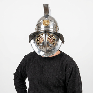 CHk Calvin Handicrafts Vintage Medieval SCA <b>Gladiator</b> Helmet Home Decor Silver Brass Metal Construction Christmas Graduation - Product Image 1