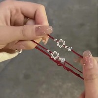 Bracelet à breloques en cordon rouge vintage, étoile à six branches, réglable, fait main, bijou d'amitié, cadeau