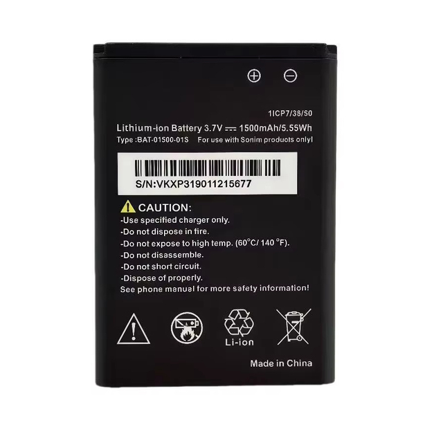 3.7V 1500mAh BAT-01500-01S High-quality Li-ion Replacement Battery for Sonim XP3 XP3800 Mobile Phones XYN OEM Brand Black Stock