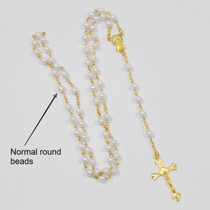 [Gorgeousxx] Collares Largos con Cuentas de Perlas de Rosa Únicas, Colgante de Cruz, Joyería Religiosa para Bautizo y Oración - Product Image 5