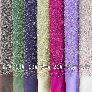 Bán buôn tùy chỉnh giá bán buôn khô ren vải phi Bridal sequin vải tuyn ren lưới hạt vải thêu các nhà sản xuất - Product Image 3