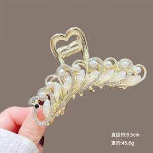 Di lusso personalizzato 9cm in lega grande per capelli con strass di cristallo con strass a coda di cavallo accessori per capelli per festa - Product Image 5