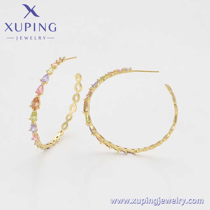 X000968359 Xuping Jewelry Fashion Colorful Crystal Stud  Earrings Hoop 14K Gold Plated Jewelry Wholesale Copper Earrings