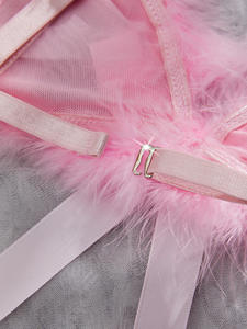 2025 Cross-Border Rosa Plüsch-Dessous-Set für Damen: Süßes und Rein Sinnliches Transparentes Drahtloses BH-Set - Product Image 6