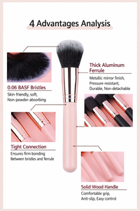 16-Piece Makeup Brush Set Wooden Handle Soft Nylon Bristles Professional Full Face Beauty Kit - Product Image 6