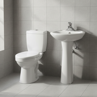 Ensemble WC moderne en céramique deux pièces allongé, à vidage en S, double chasse, auto-nettoyant, émaillé, à poser au sol, vente en gros
