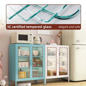 Aparador Negro Minimalista de Gran Capacidad, Mueble de Almacenamiento de Acero, Versátil para Comedor, Sala de Estar, Estilo Rústico, con Exhibición Magnética - Product Image 4