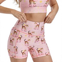Ensemble de vêtements de sport 2 pièces à imprimé animal, au-dessus du genou, pour femme, avec leggings taille haute et shorts cycliste, personnalisable, OEM ODM