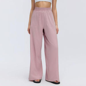 Nuevos pantalones de pierna ancha con cordón y cintura alta, holgados y transpirables, de pierna recta, informales. - Product Image 1