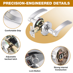 Dễ dàng cài đặt chải Chrome hình ống xử lý khóa cửa hợp kim kẽm NỘI THẤT PHÒNG cửa xử lý khóa - Product Image 2