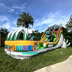 Tobogán Inflable de PVC de Doble Carril con Diseño de Tiburón y Brincolín para Uso en Casa, Escuela y Exteriores - Product Image 1