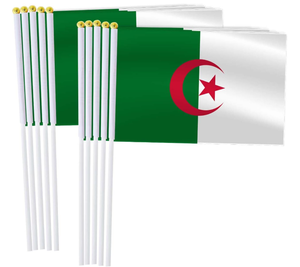 Pays personnalisé 14*21cm Polyester Pays Petit Algérie National Main Agitant Drapeau avec Poteau En Plastique - Product Image 3