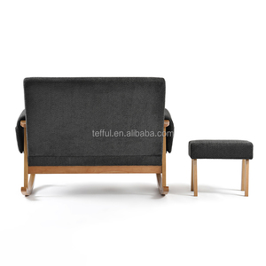 Fauteuil à bascule en bois à deux places en tissu bouclé, confortable et relaxant - Product Image 6