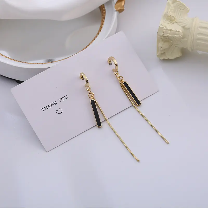 RW Neue lange Hang-Stick-Ohrringe 925 Sterling-Silber-Nadel-Stick-Ohrringe Goldplattierte Ohrringe für Damen