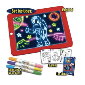 热卖促销动画智能板儿童剪贴板荧光LED绘图板带光魔术垫