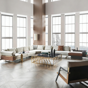 أريكة حديثة فاخرة على شكل حرف L، طقم أثاث لغرفة المعيشة، أريكة فاخرة من القماش لغرفة الجلوس - Product Image 1