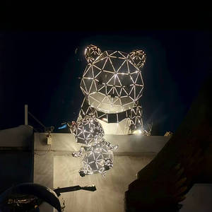 하이 퀄리티 주문을 받아서 만들어진 큰 만화 팬더 조각 동물 유리 섬유 조각 야외 테마 공원 수지 동상 장식 - Product Image 2