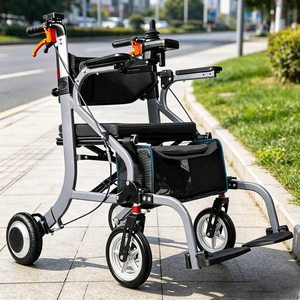 Déambulateur à <span class=keywords><strong>4</strong></span> <span class=keywords><strong>roues</strong></span> <span class=keywords><strong>ultra</strong></span> léger et détachable avec frein à rouleaux, aide à la marche multifonctionnelle de type chariot pour personnes âgées handicapées - Product Image 1