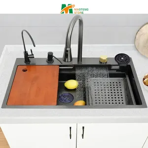 Hot Saling Stainless Steel 201 304 Splash Guard Black Gold Faucet Smart Kitchen Sink