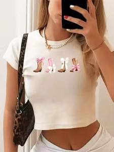 Женские Роскошные хлопчатобумажные футболки на заказ, простые Бланки Y2K, 3D летние укороченные топы больших размеров, детские футболки белого цвета - Product Image 3