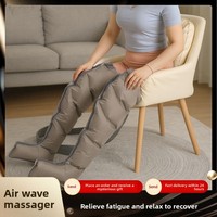 Système de massage des jambes par compression d'air avec bottes de pressothérapie numériques 6 chambres blanc et noir pour la récupération musculaire des jambes