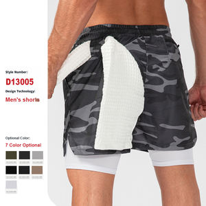 Hombre Sublimación Impresión Camo Sportswear <span class=keywords><strong>Doubledeck</strong></span> Running 2 en 1 Transpirable Secado rápido Gimnasio Fitness Entrenamiento Hombres Pantalones cortos deportivos - Product Image 1