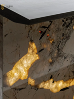 Comptoirs d'îlot de cuisine en pierre naturelle de Patagonie YUSHI, modernes et luxueux, plans de travail Lumistone, dessus de table pour hôtels sur site