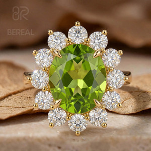 Anillo de Compromiso con Diamante Cultivado en Laboratorio con Certificación IGI, Anillo Halo de Plata 925 Personalizado con Diamante Verde VVS Creado en Laboratorio, Joyería Fina para Mujer - Product Image 1