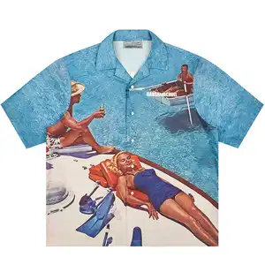 Camicia da spiaggia con stampa digitale da uomo creativa isola Resort Design originale Top moda uomo