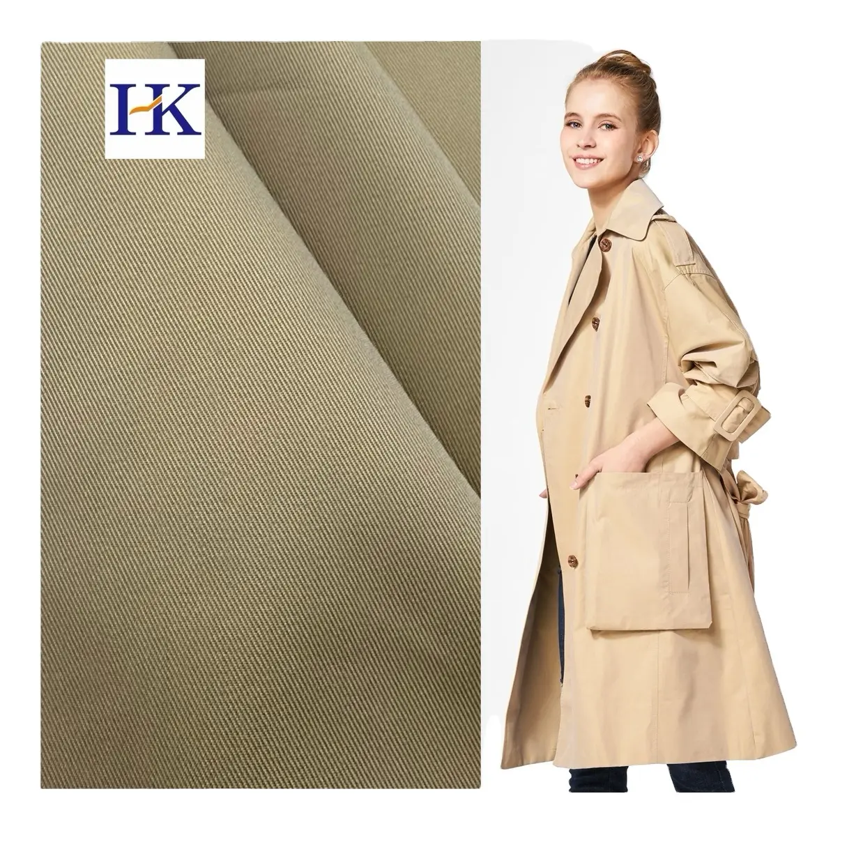 Factory Direct Sales Of 2/2 Twill Trench Coat Fabric 60S * 150 Cotton Polyester Cross Woven Fabric
