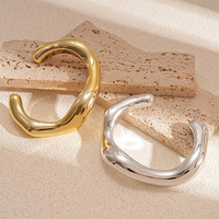 Brazalete de Mujer Estilo Vintage, Chapado en Oro de 18K, Acero Inoxidable 316L, Diseño de Onda Irregular, Joyería de Moda Impermeable